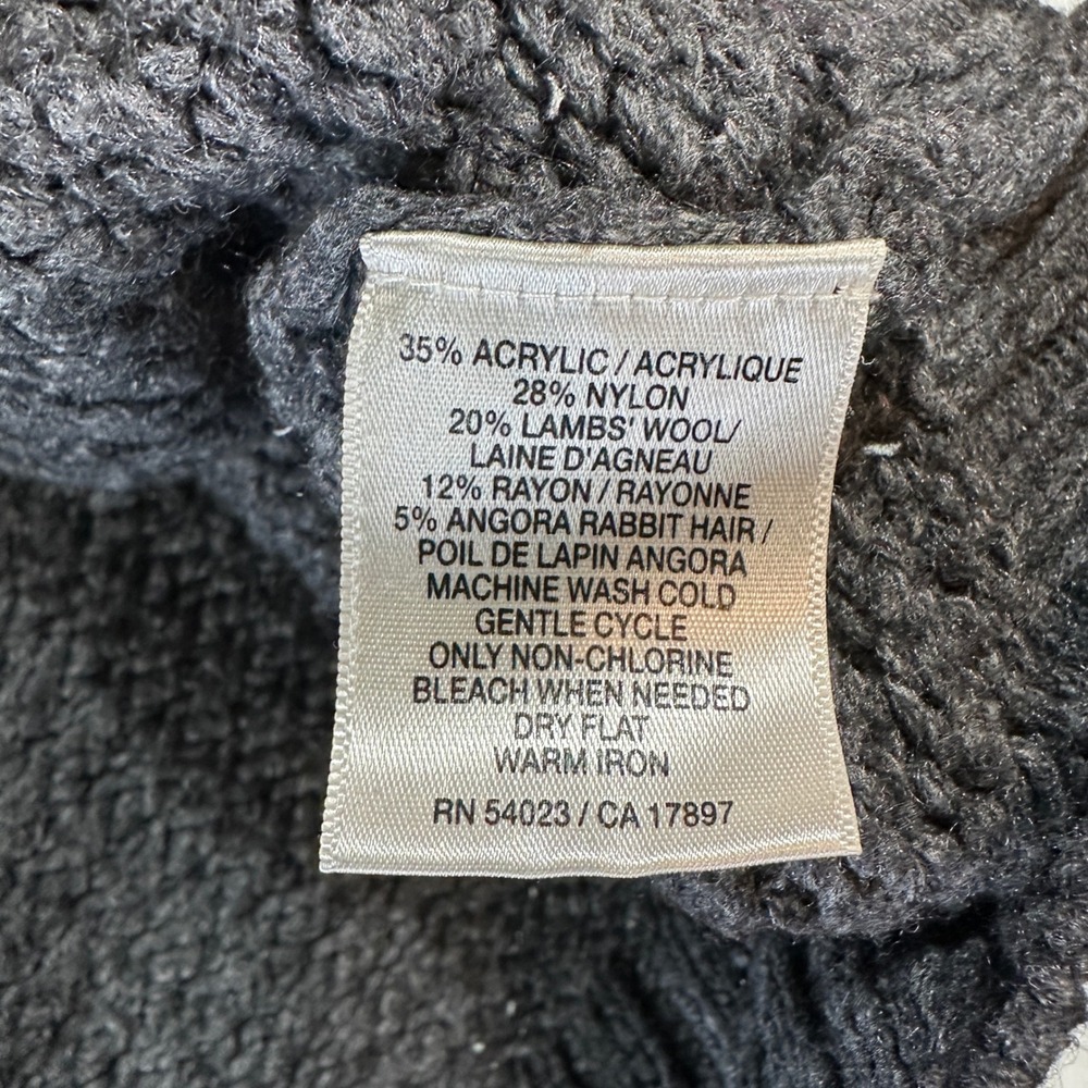 Old Navy Women's Cable Knit Shawl Collar Sweater L Charcoal Gray Wool Blend Y2K - Picture 3 of 7